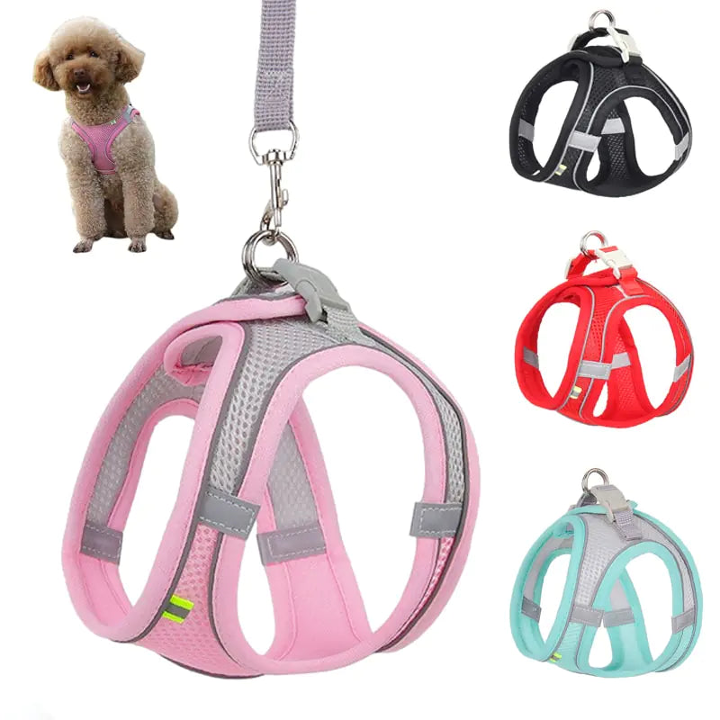 Adjustable Dog Harness Leash Set Breathable Puppy Cat Harness Vest